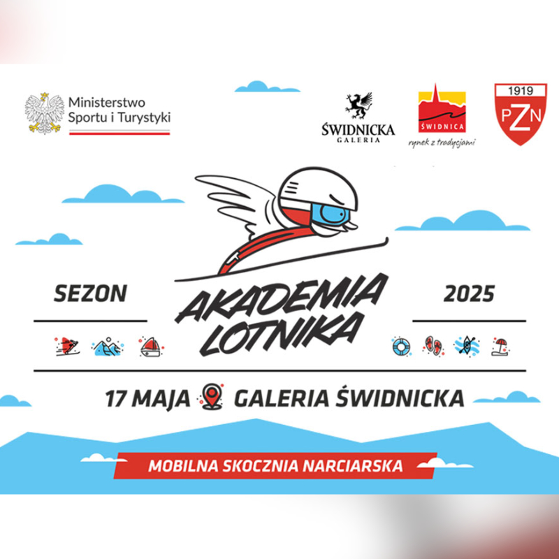 Plakat promujący Akademię Lotnika w Galerii Świdnickiej.