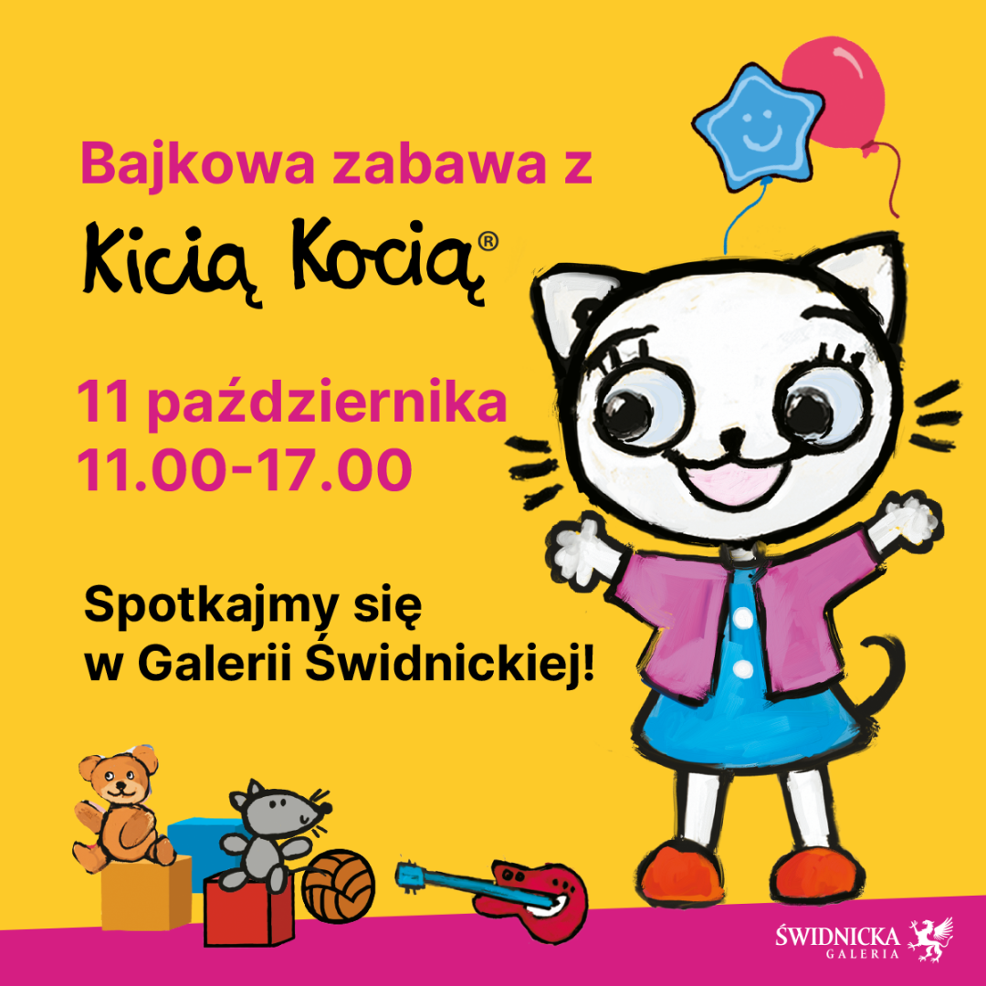 Postać Kicia Kocia zaprasza na bajkową zabawę w Galerii Świdnickiej.