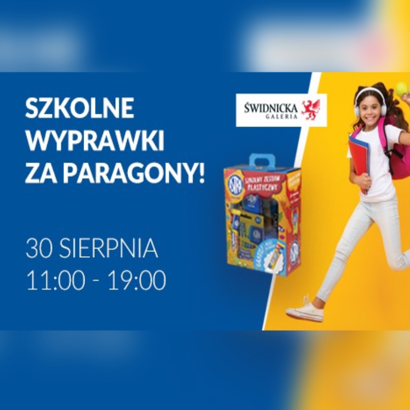 Dziewczynka z plecakiem i tekst o szkolnych wyprawkach.