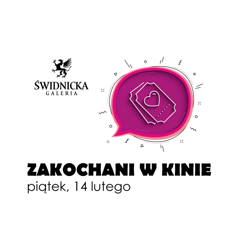 Plakat wydarzenia Zakochani w kinie, piątek 14 lutego.