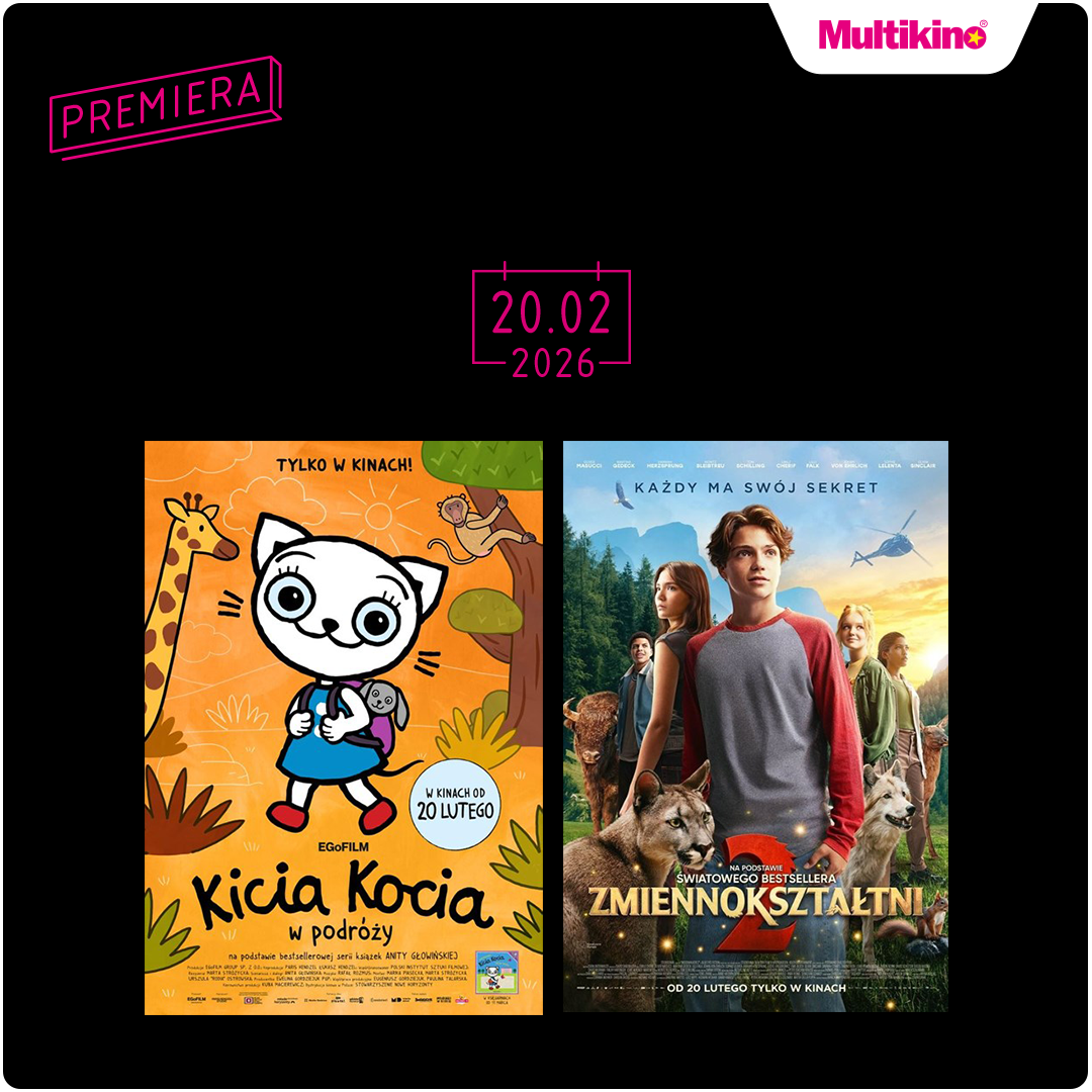 Plakat filmowy Kicia Kocia i Zmiennoksztaltni, premiera 20 lutego 2026.