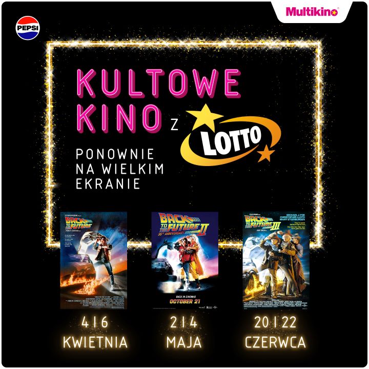 Plakat promujący wydarzenie Kultowe Kino z Lotto.