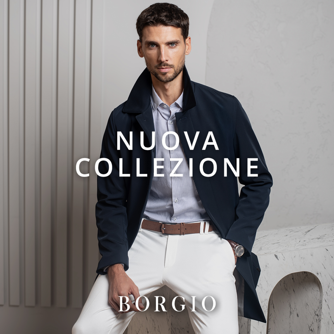 Mężczyzna w eleganckim płaszczu, nowa kolekcja Borgio