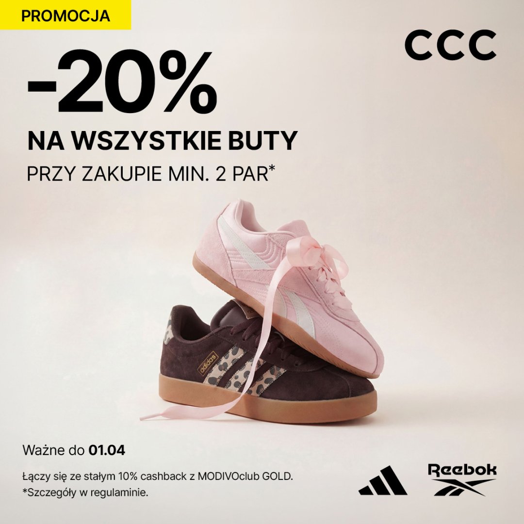 Promocja -20% na wszystkie buty przy zakupie min. 2 par w CCC.