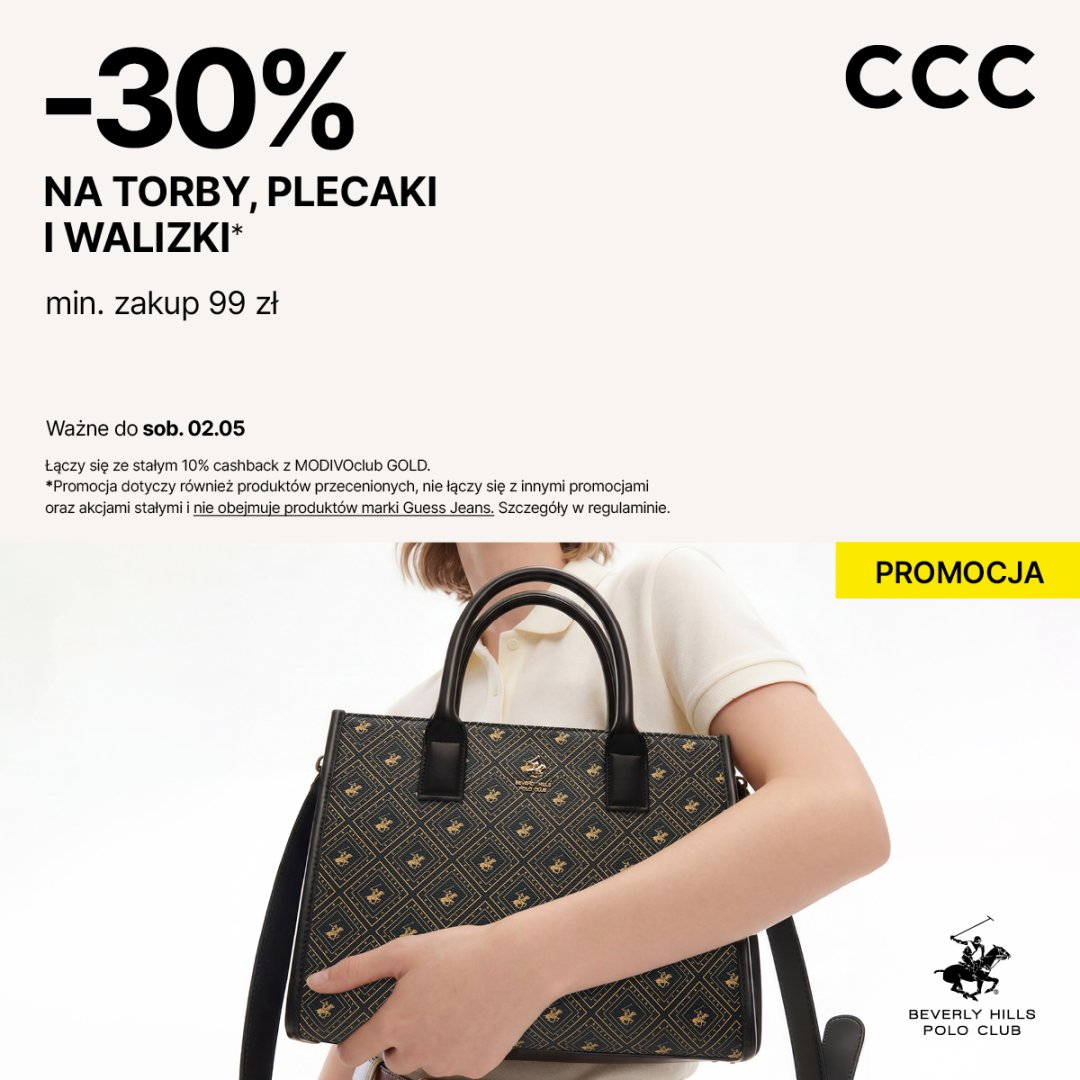 Promocja -30% na torby, plecaki i walizki w sklepie CCC.