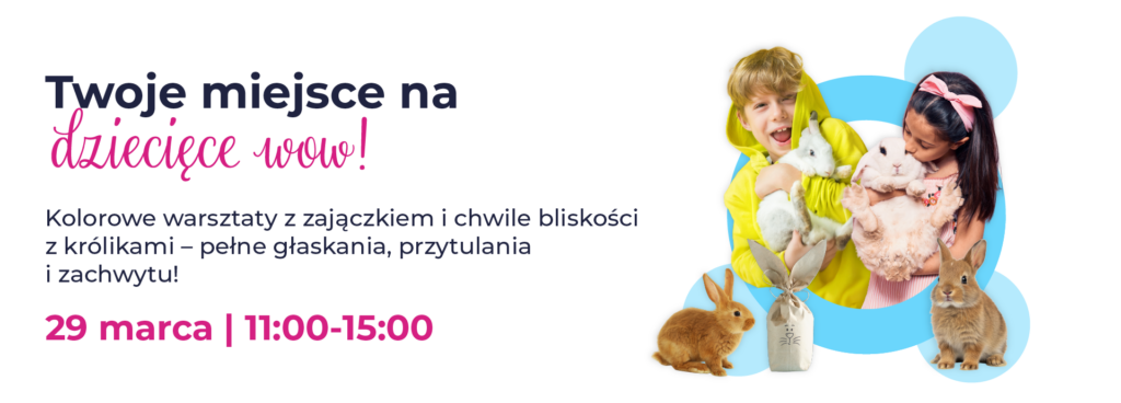 Dzieci trzymające króliki podczas warsztatów.