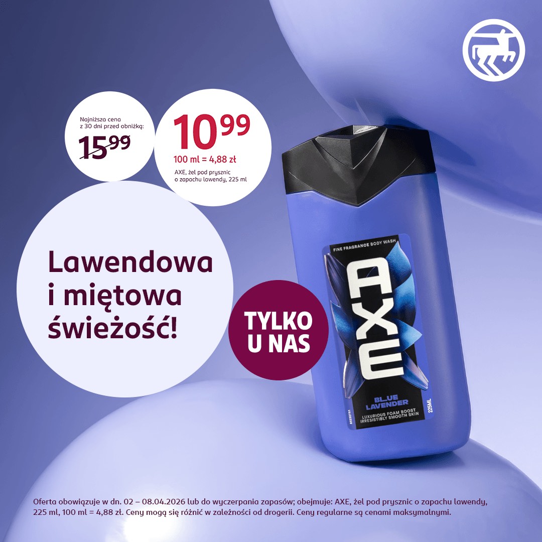 Żel pod prysznic Axe o zapachu lawendy i mięty.