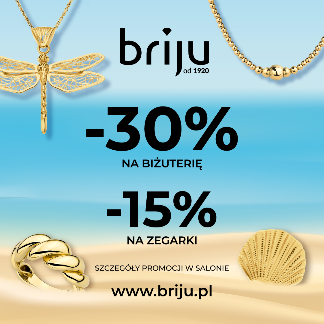 Promocja biżuterii i zegarków Briju, zniżki do 30%.