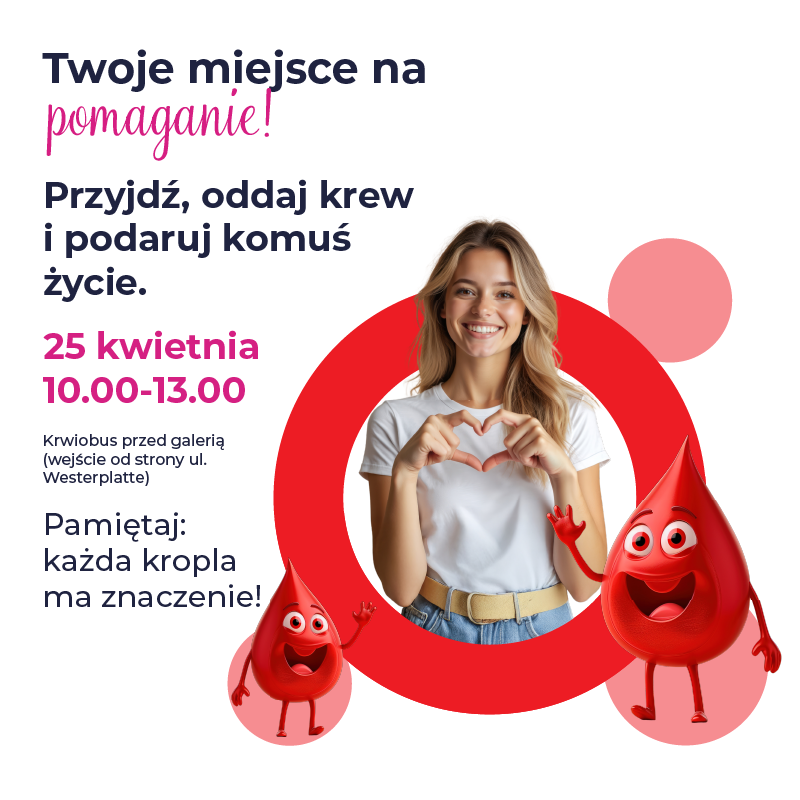 Plakat promujący akcję oddawania krwi w Świdnicy.