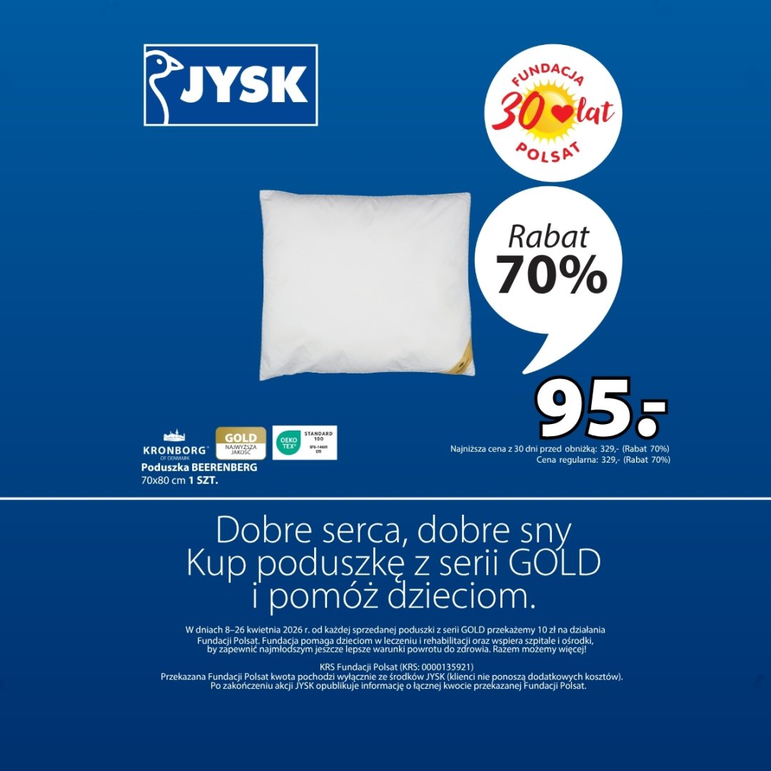 Poduszka z rabatem 70% w sklepie JYSK.
