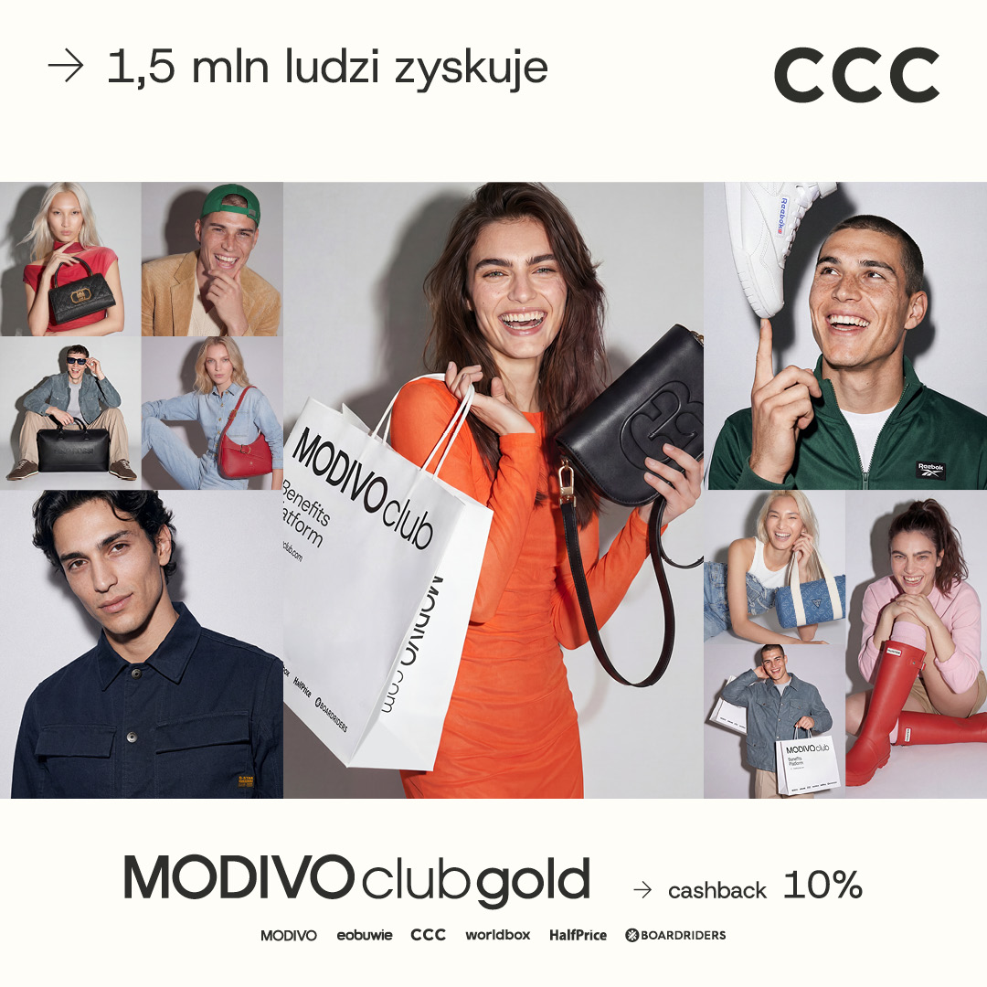 Osoby z zakupami i torbami Modivo Club.