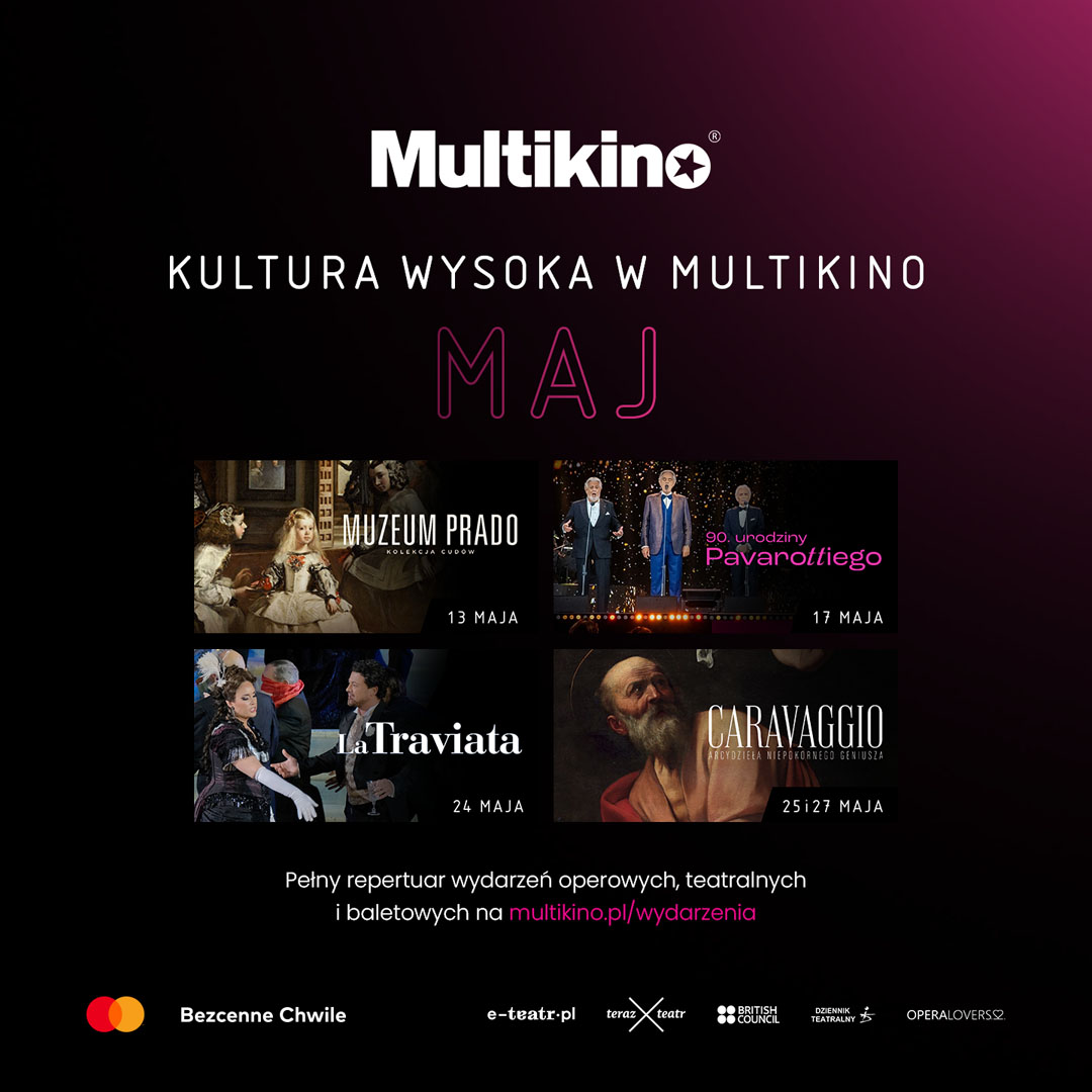 Plakat wydarzeń kulturalnych Multikino w maju.