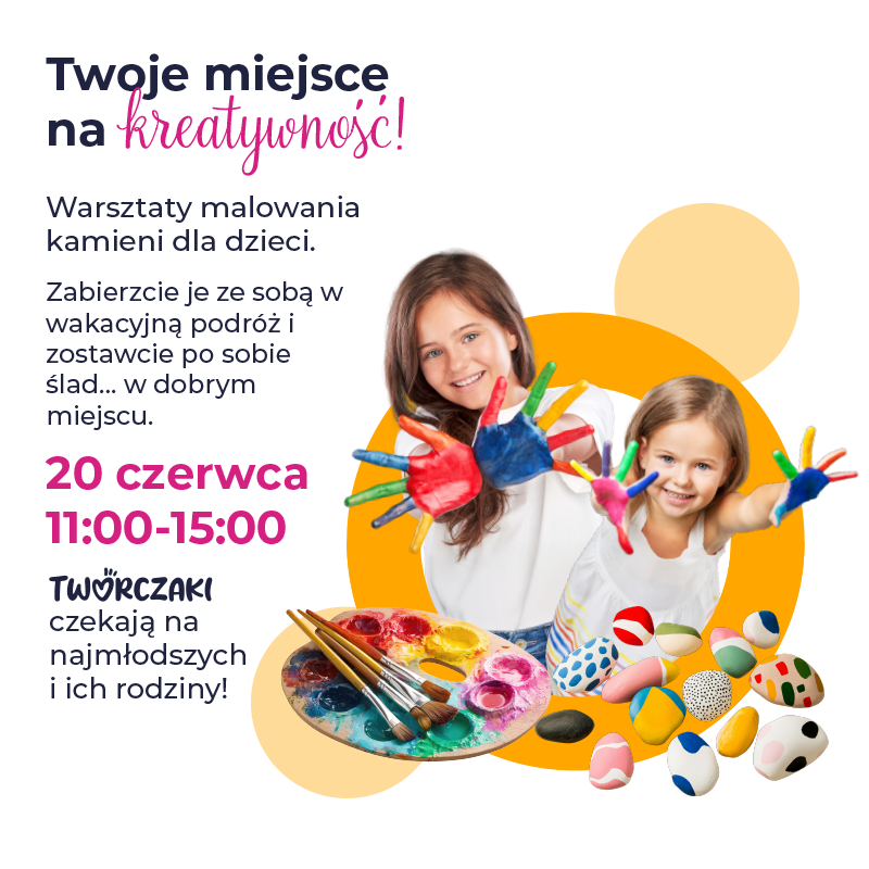 Dzieci malujące kamienie podczas warsztatów.