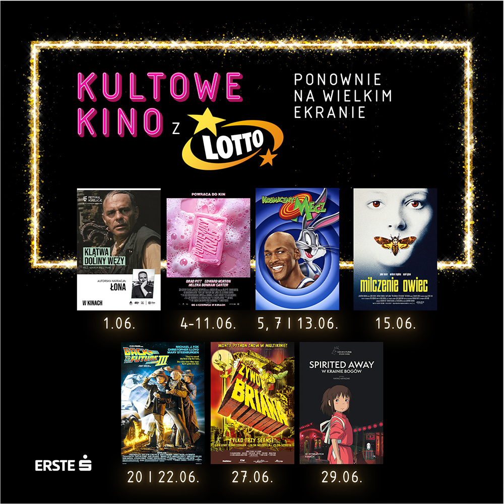 Plakat promujący kultowe filmy w czerwcu.