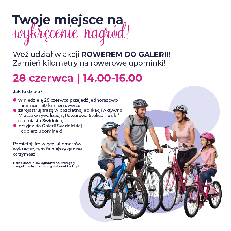 Rodzina na rowerach uczestnicząca w akcji rowerowej.