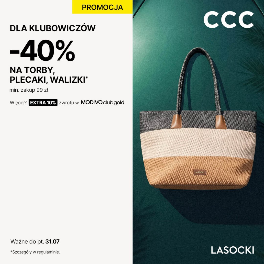Promocja na torebki, plecaki i walizki w CCC.