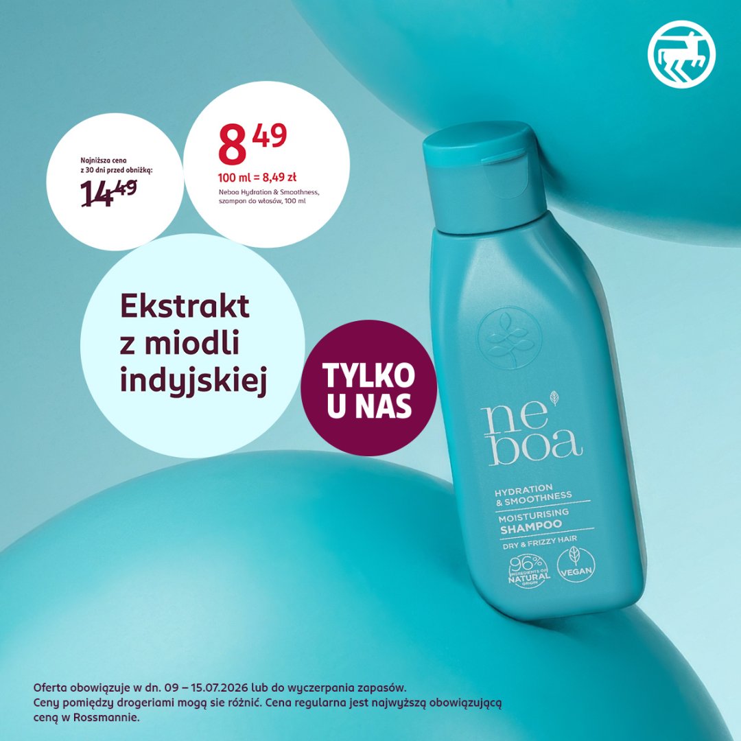 Promocja na szampon ne'boa z ekstraktem z miodli indyjskiej.