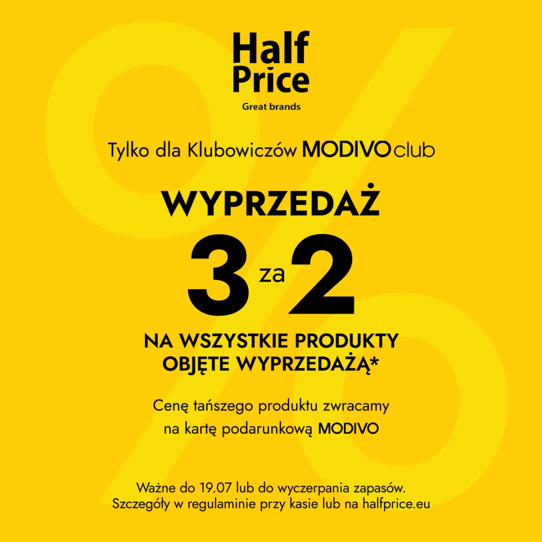 Baner promocyjny wyprzedaży 3 za 2 w Modivo.