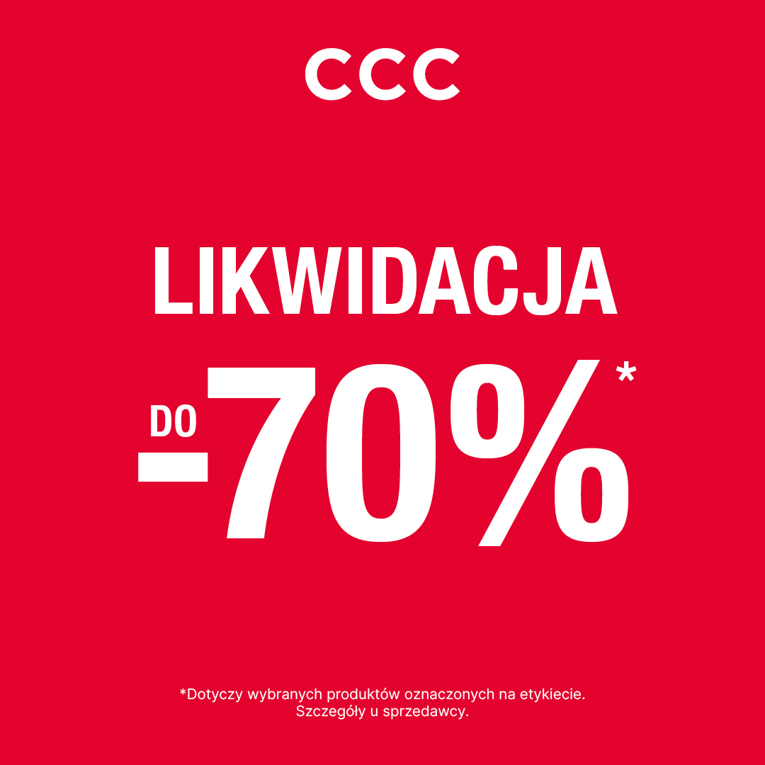 Wyprzedaż do 70 procent w CCC na czerwonym tle.