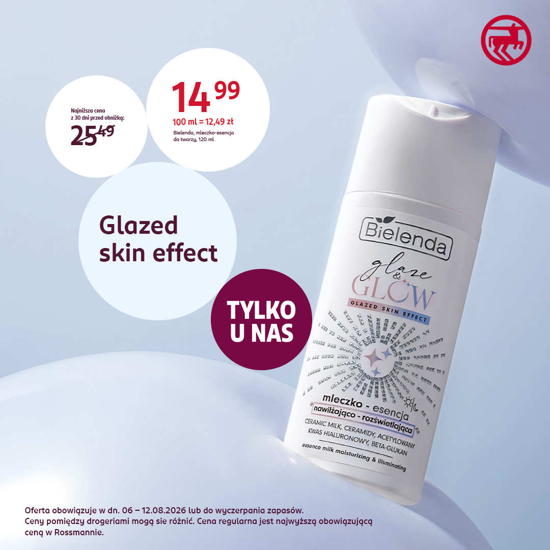 Mleczko Bielenda Glazed Skin na fioletowym tle.