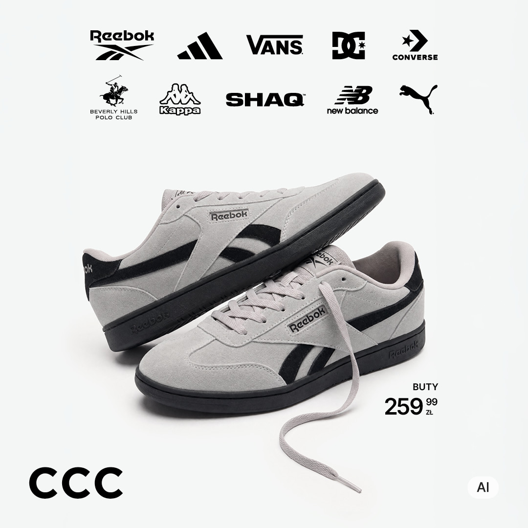 Szare buty sportowe Reebok z czarnymi paskami