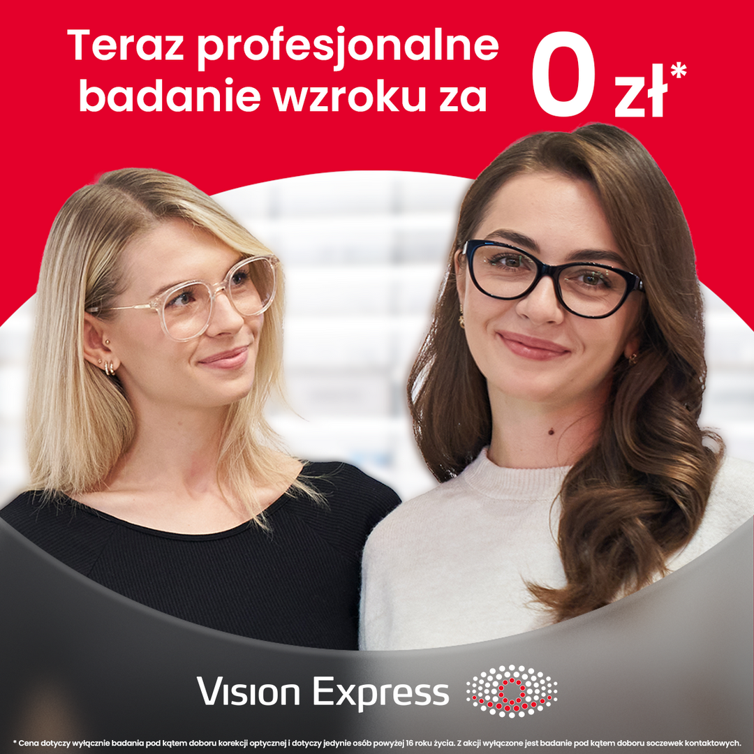 Dwie kobiety w okularach, oferta badania wzroku za darmo.