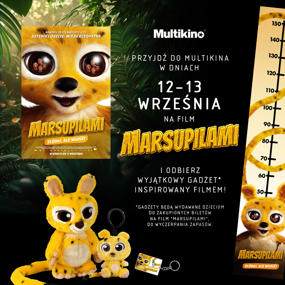 Plakat promujący film Marsupilami w Multikinie.