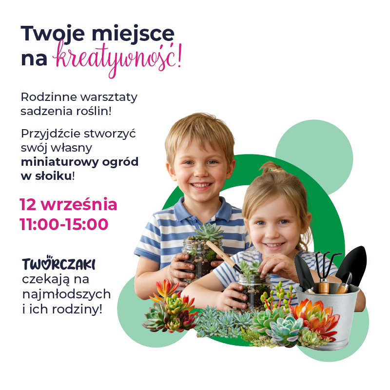 Dzieci z miniaturowymi ogrodami w słoikach na warsztatach ogrodniczych.