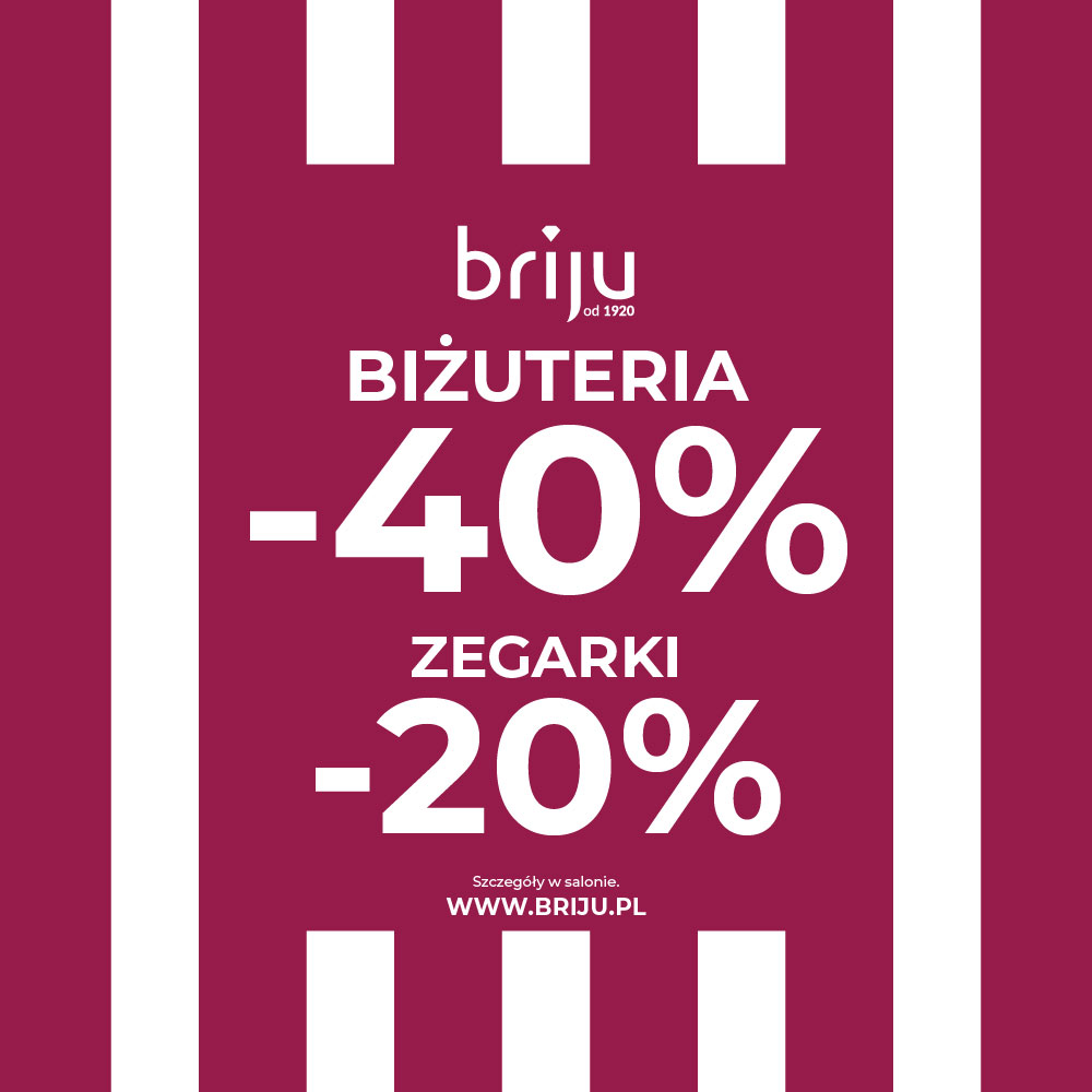 Promocja na biżuterię i zegarki, zniżki do 40%.