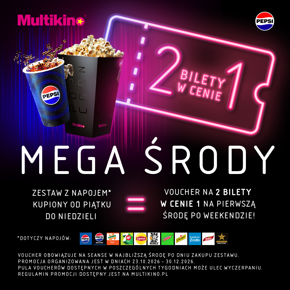Promocja Multikino: 2 bilety w cenie 1 na Mega Środy.