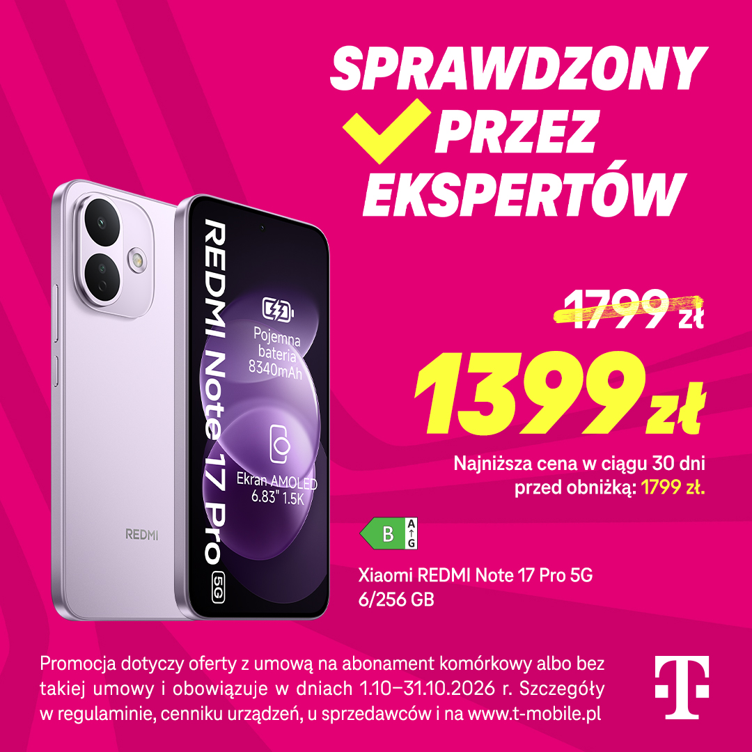Promocja smartfona Xiaomi REDMI Note 17 Pro w T-Mobile.