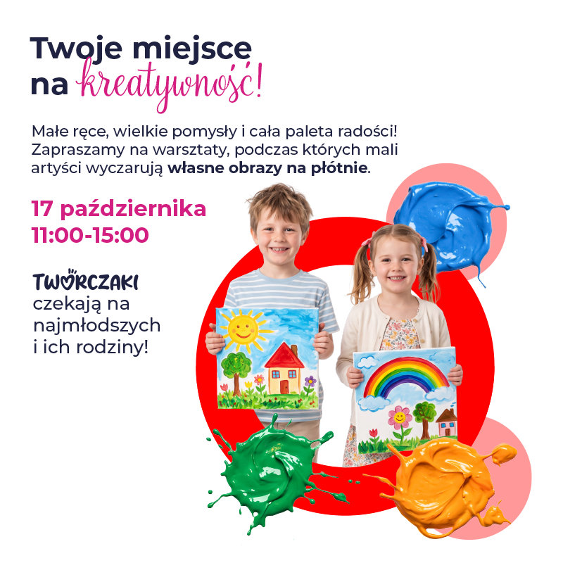 Dzieci trzymają swoje obrazy na warsztatach malarskich.