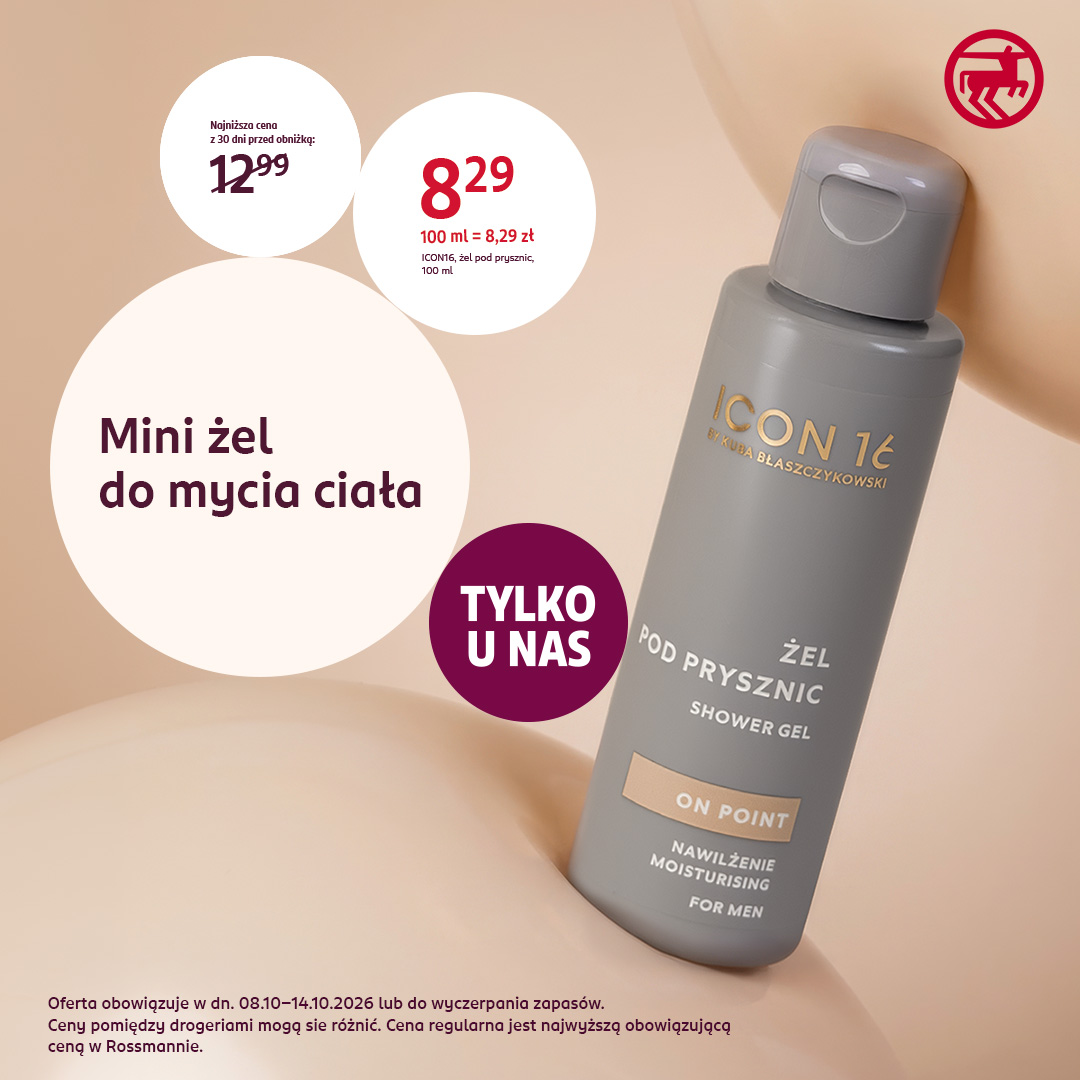 Promocja na mini żel pod prysznic ICON 16, cena 8,29 zł.